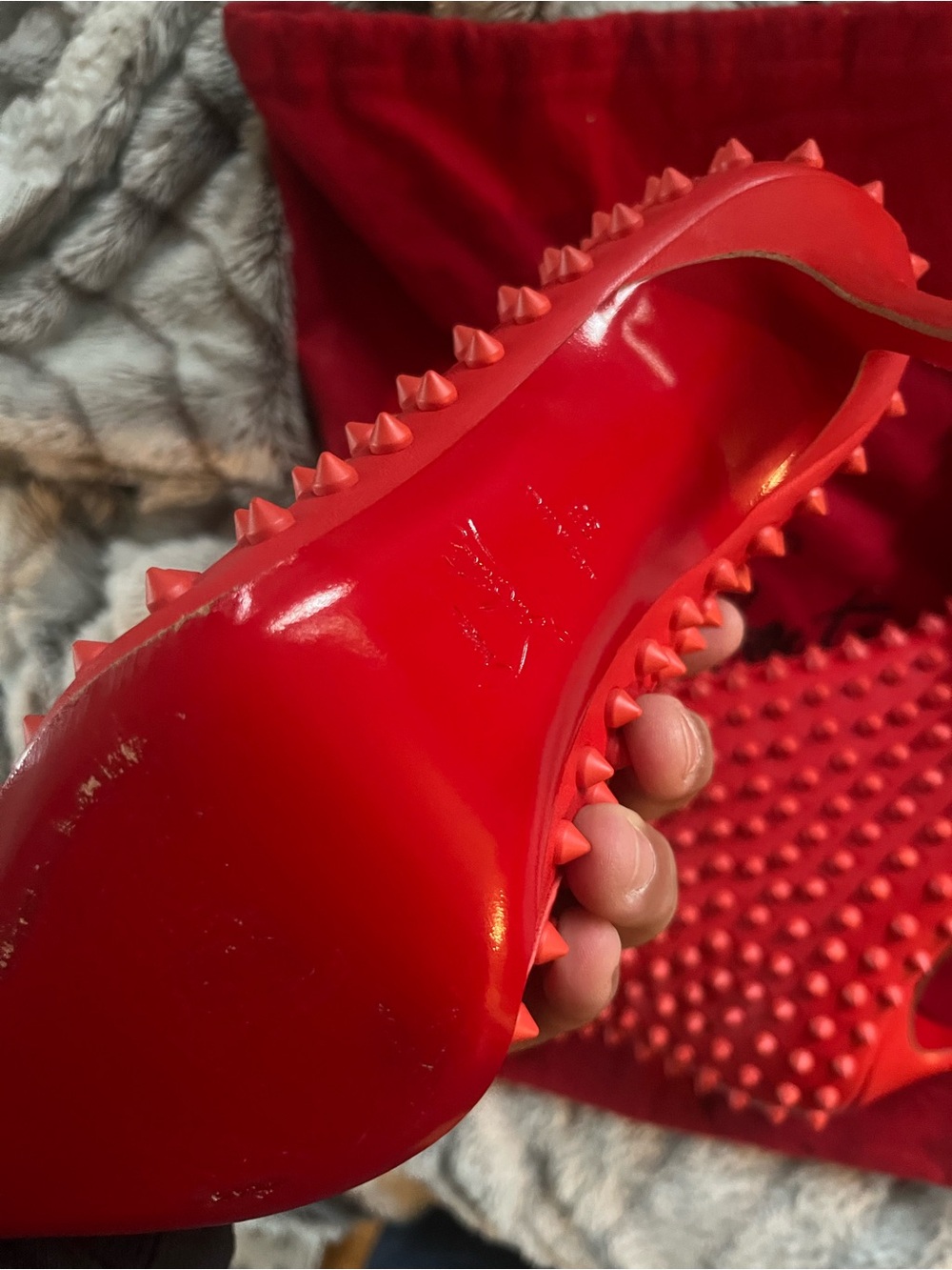 Women's Red Spike Stiletto Ankle Boots - Picture 2 of 4